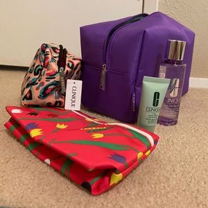 NWT Clinique makeup bag bundle, + bonus Clinique makeup remover and face cream